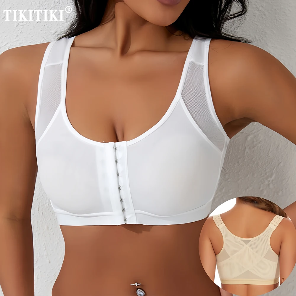 Everyday Sports Bra For Women Post-operative Compression Bra Front Closure Bra Without Underwire Unlined Full Coverage Bra