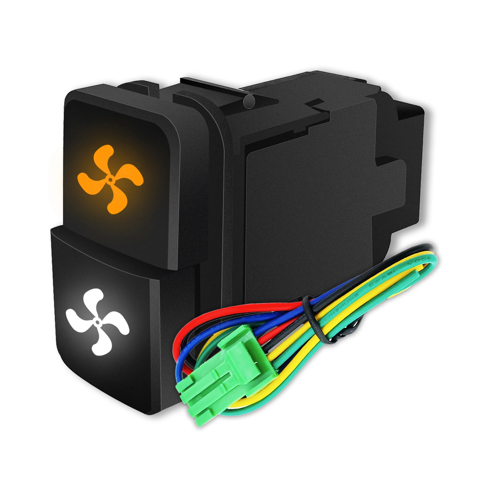 12V Orange White Led Fan Compressor Dual Push On Off Button Switch for Toyota Tundra 4Runner FJ Prado Landcruiser Hilux Fortuner