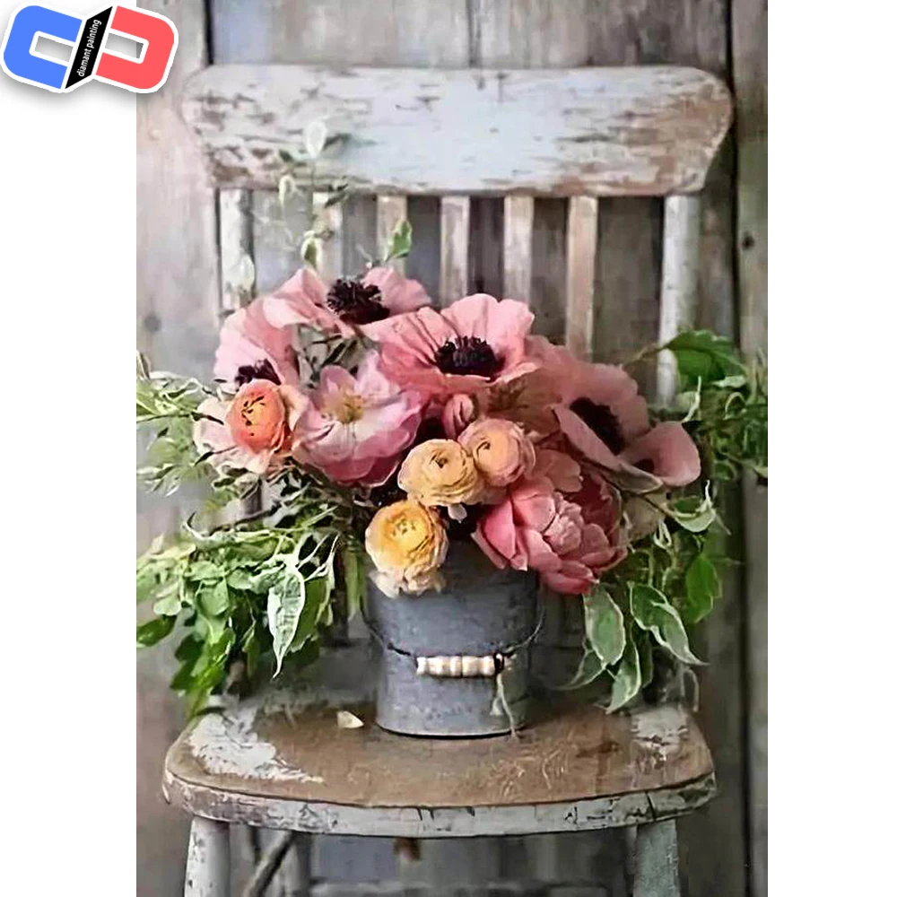 Diamant painting 100% Full Square/Round Drill 5D DIY Diamond Painting "Flower chair" Diamond Embroidery Cross Stitch 3D Decor