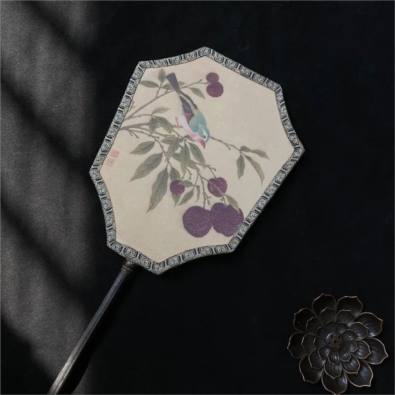 Purple Bamboo Fan Ancient Chinese Style Classical Women's Hanfu Show Dance Fan Cheongsam Long Short Handled Irregular Fan ZJ121