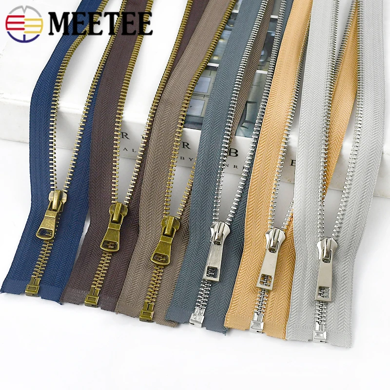 Meetee 2 pz 5 # cerniere in metallo 40/50/60/70/80cm borsa borsa vestiti sostituzione cerniera giacca cappotto Open-End Zip accessori per cucire