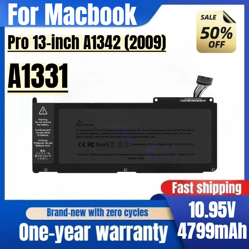 

A1331 for Macbook Pro 13-inch A1342 (2009) Laptop Battery 0 Cycle High Quality High Capacity Replacement Bateria Grade A Cell