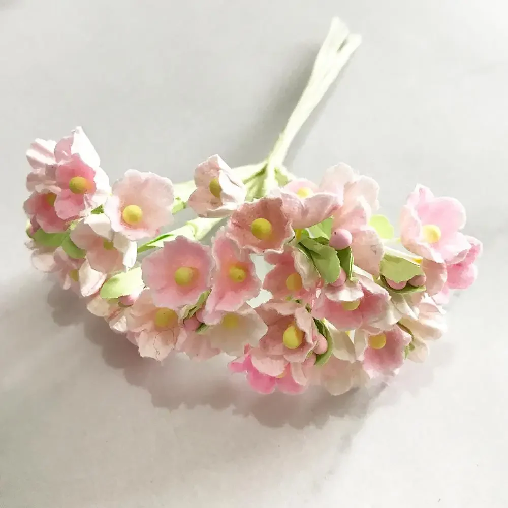 6/8/10/12/24/200pcs Pink Hybrid Flower Cherry Stamen Berries Bundle DIY Cake Christmas Wedding Gift Box Wreaths Decor