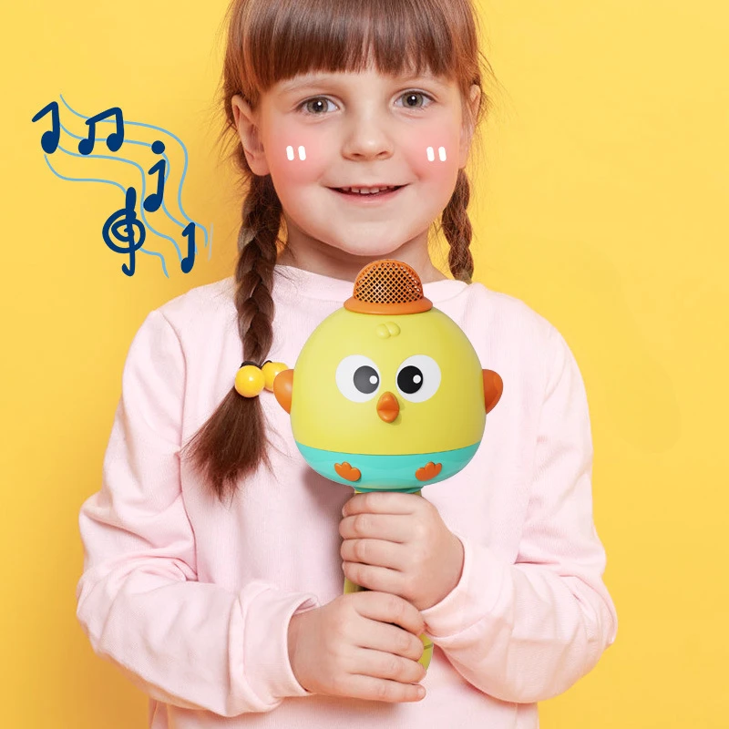 Micrófono inalámbrico para chico, máquina de Audio integrada, micrófono de dibujos animados para niños, Bluetooth, educación temprana, música, juguetes para bebés