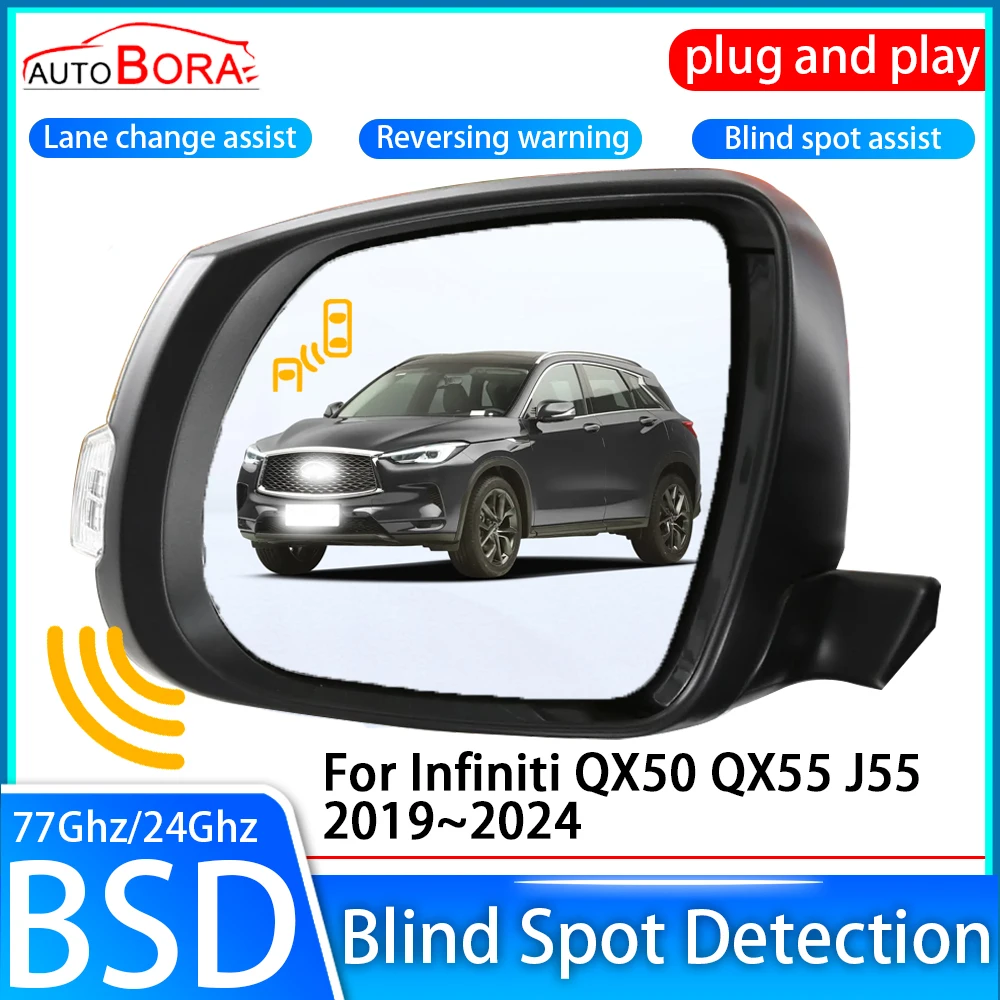 ZhuCamX Car Blind Spot Detection System BSD BSA Sensor Drive Rear Mirror Monitoring for Infiniti QX50 QX55 J55 2019~2024