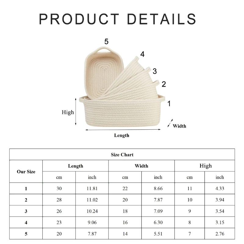 Five Cotton Rope Storage Baskets for A Stylish and Organized Household Use Dropship
