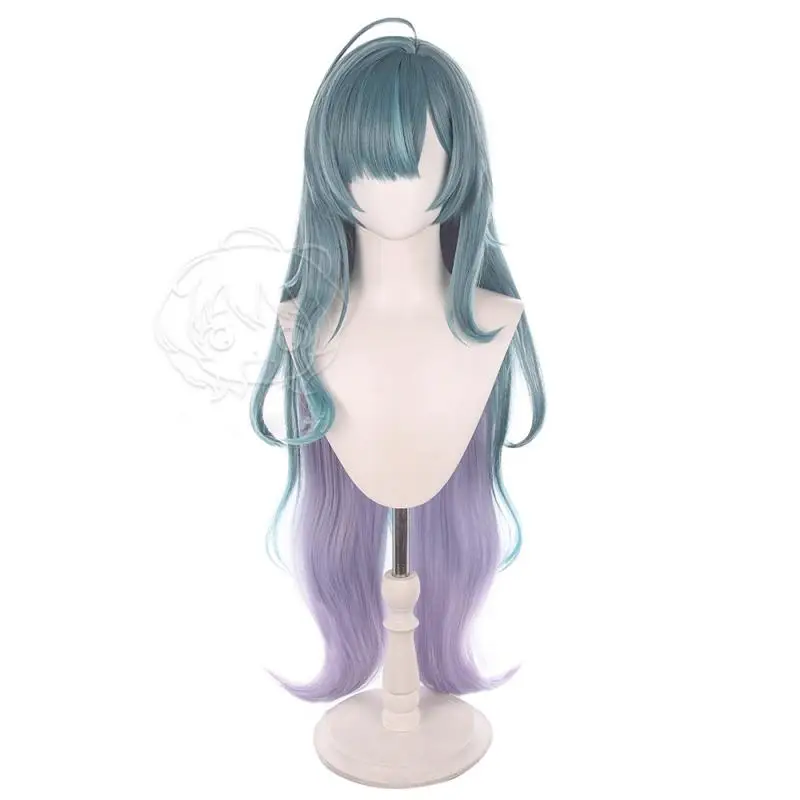 Genshin Impact Vodyanitsa Cosplay-Perücken, Kostüme, Kopfbedeckung, 105 cm lange, realistische Perücke mit dichtem, gemischtem, voluminösem, langem Haar. – Detail 3