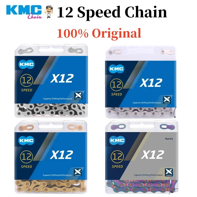 KMC X12 Road MTB Bike Chain Silver Black Gold Aurora Original Bicycle Chain 126 Links 12v Chains Curren for Shimano SRAM Parts