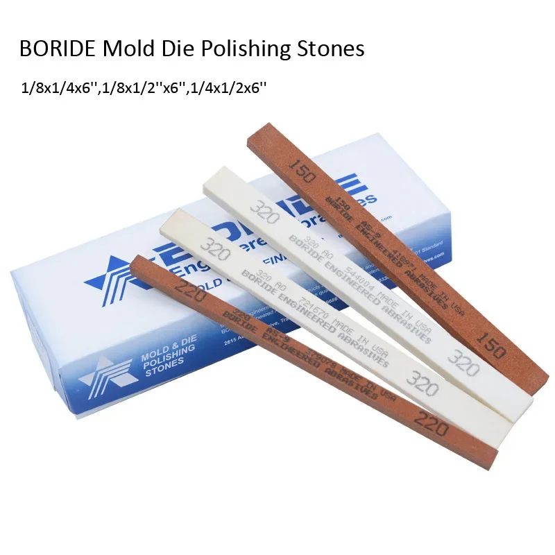 

12PCS/BOX American BORIDE AO White Oil Stone1/8x1/4x6'',1/8x1/2''x6'',1/4x1/2x6'' AS Red Mold Die Steel Polishing Stones