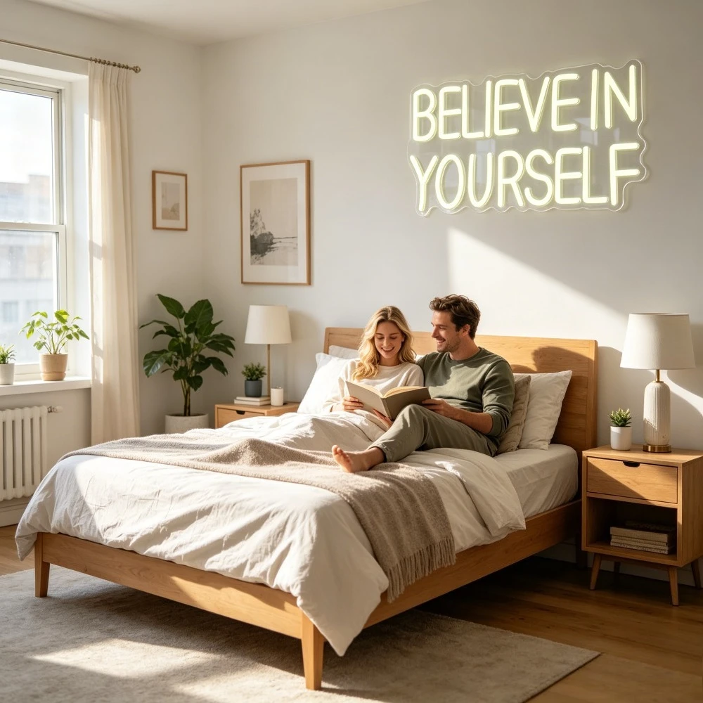 Insegna al neon 'Believe In Yo - Desk Setup Inspiration recensione e prezzo