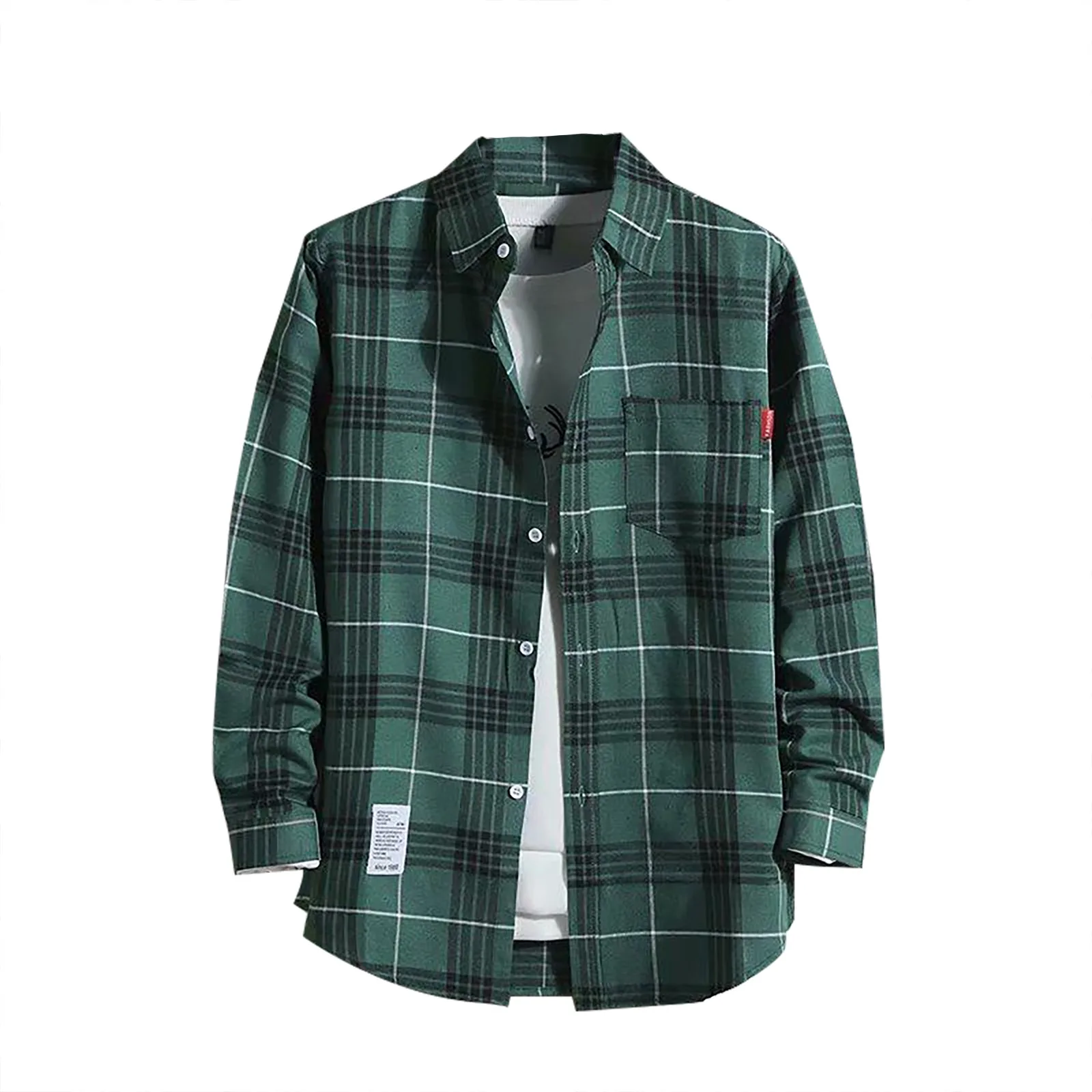 Men'S Checked Shirt Autumn/Winter Long Sleeved Blouses Single Breasted Casual Tops Workwear Lapel Plaid Shirts Camisas De Hombre