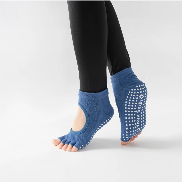 Frauen rücken freie Fünf-Zehen-Yoga-Socken rutsch feste Baumwolle Damen tanzen Balletts ocken öffnen halb atmungsaktive Fitness-Sports ocke für Pilates – Detail 3
