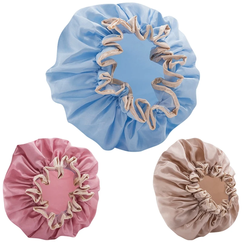 Promotion! Double-Layer Shower Cap Women's Waterproof Hat Bathing Long Hair Bathing Headgear Hair Cover Oil Fume Dry Hair Cap