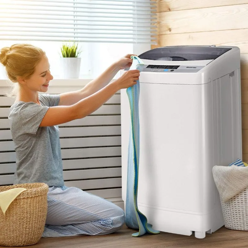 Giantex Full-Automatic Washing Machine Portable Compact 1.34 Cu.ft Laundry Washer Spin with Drain Pump