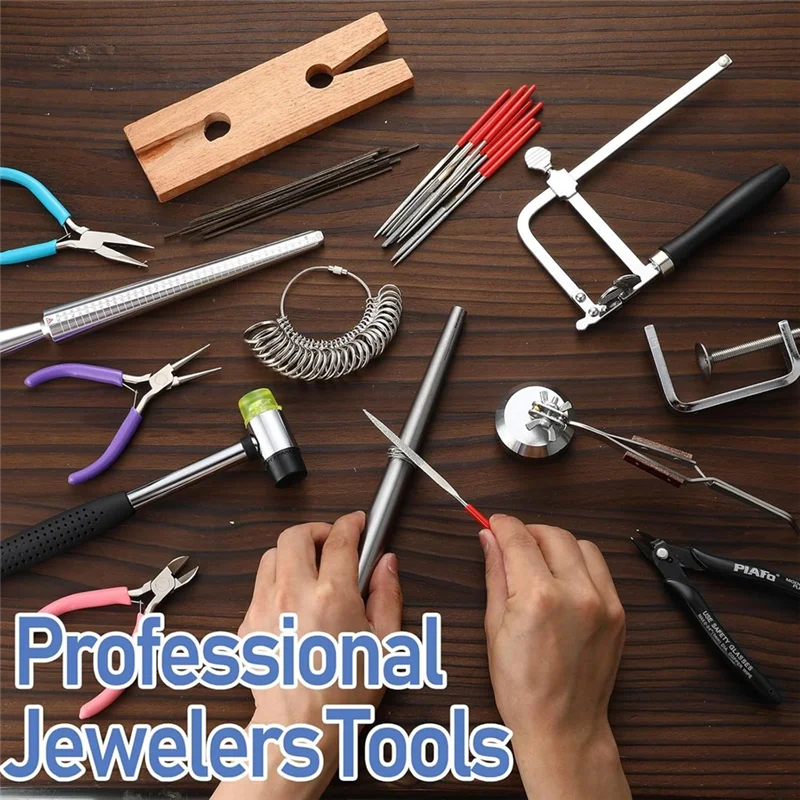 

【Lowest-Price!】Jewelers Tools Set 144 Blades, Jeweler's Saw Frame, Third Hand Tweezers, Wooden Pin Clamp, Multipurpose Needle Fi