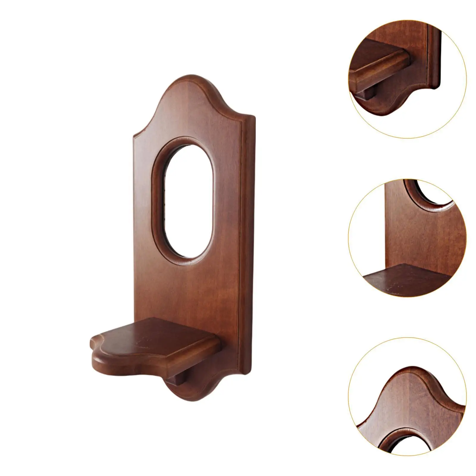 Ancient Wall Decoration Mirror Wall Hanging Versatile Cosmetic Mirror Wood Incense Scented Candlestick Shelf for Dressing Room