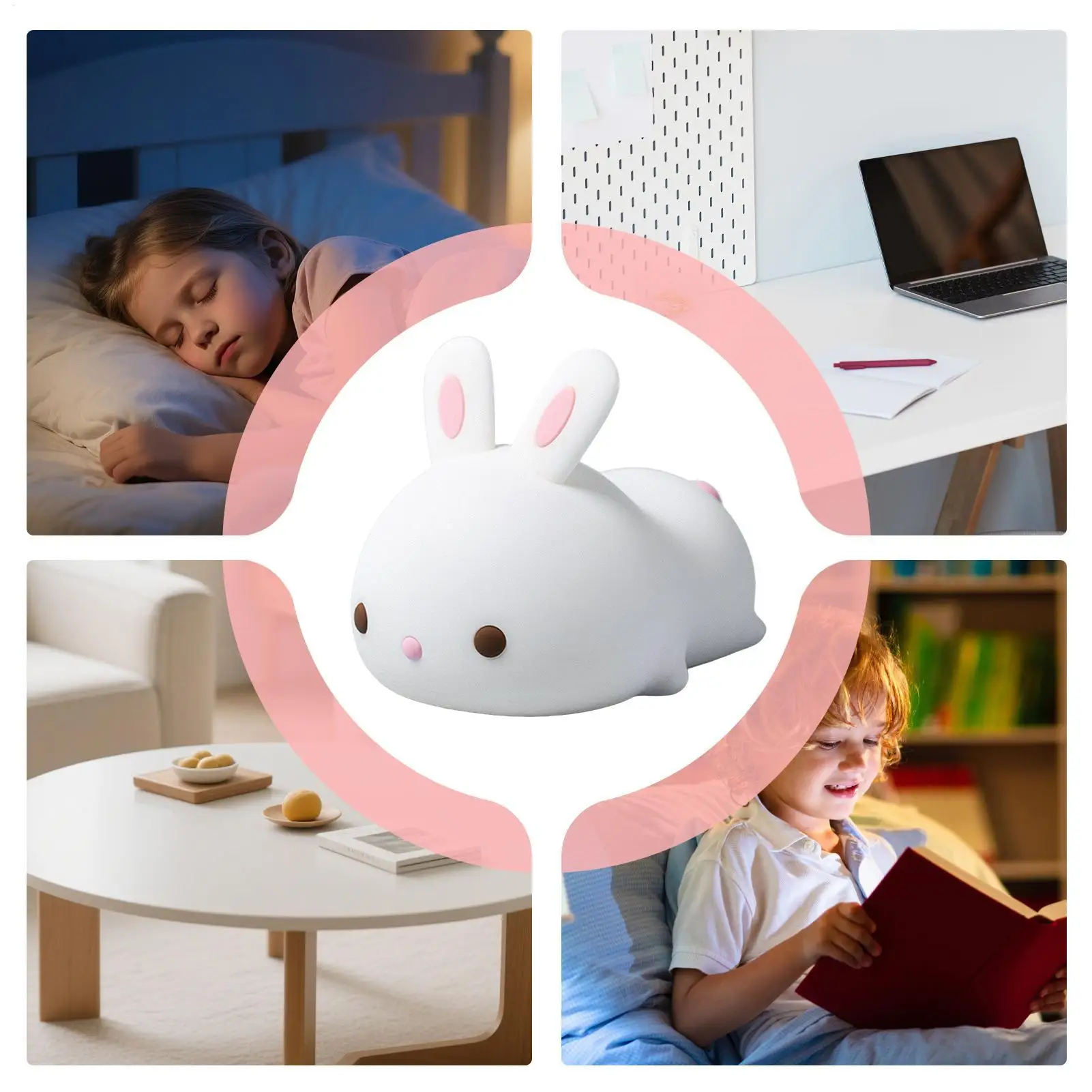 

Силиконовая лампа-зайчик с сенсорным управлением, перезаряжаемая, мягкий ночник для дома, спальни, ванной, детской, прикроватная лампа