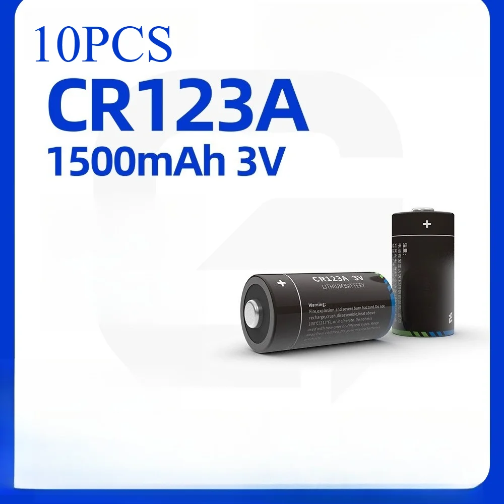 Bateria de manganês de lítio cr123a 3v, para medidor de água/sensor/telêmetro/lanterna 1300mah de alta capacidade com 10 peças