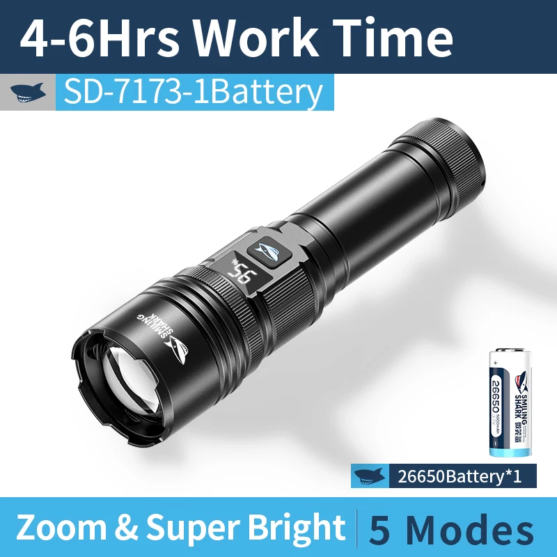 Smiling Shark SD7173 Super Bright M60 Flashlight,Rechargeable