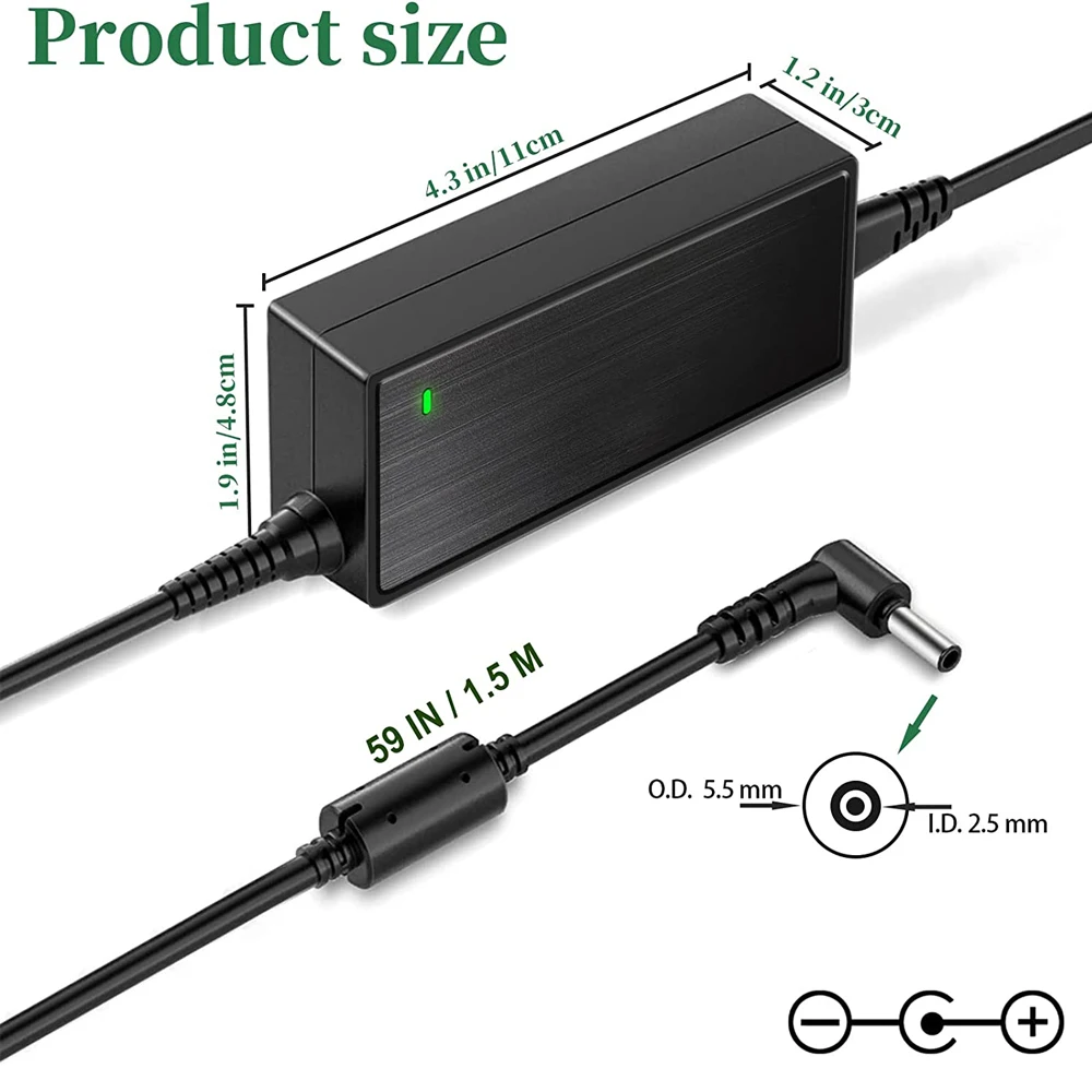 24V 2.5A Power Supply Adapter,100~240V AC to DC Converter for LED Light bar,Speaker System,Sound bar,Humidifier,3D Printer, LCD