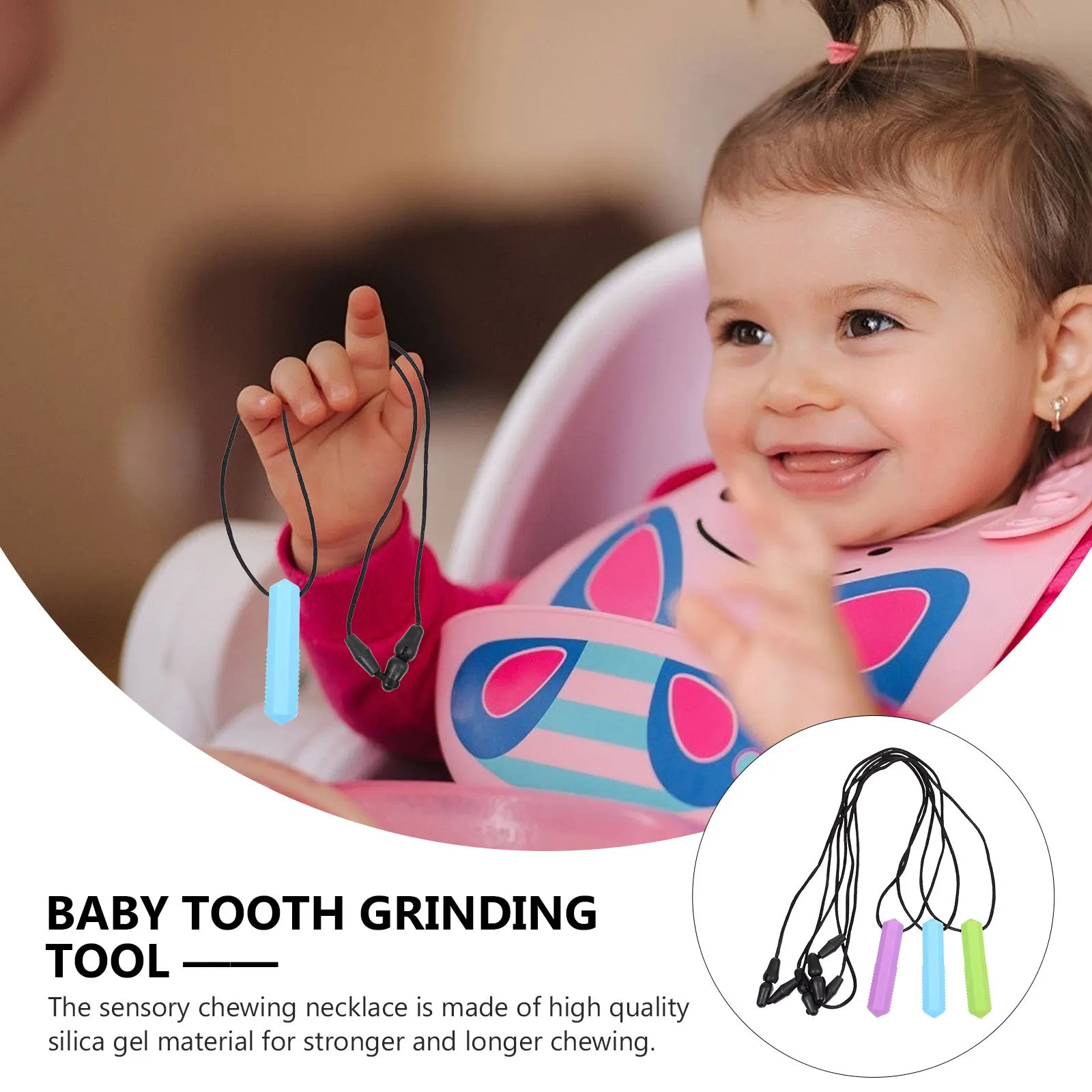 Pendentifs de dentition en Silicone pour bébé, 3 pièces, collier à mâcher léger, résistant aux morsures, soulagement de la mastication pour bébé