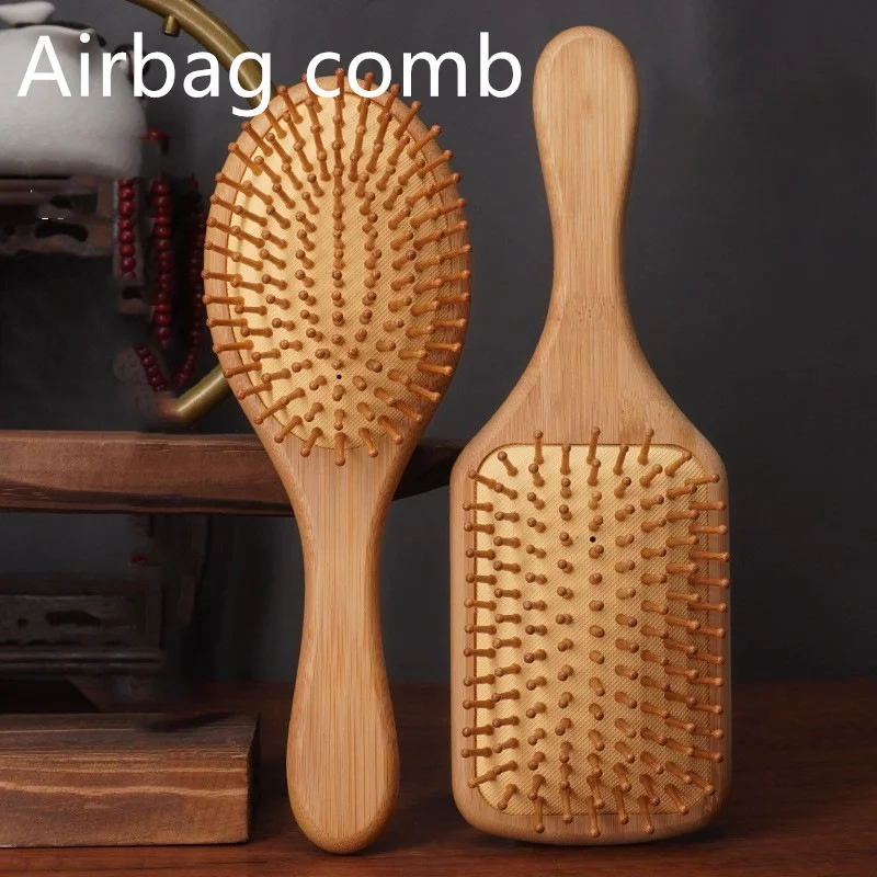 Bamboo Hair Brush Improve Hair Growth Natural Bamboo Bristles Detangling Wooden Paddle Hairbrush Prevent Hair Loss Comb