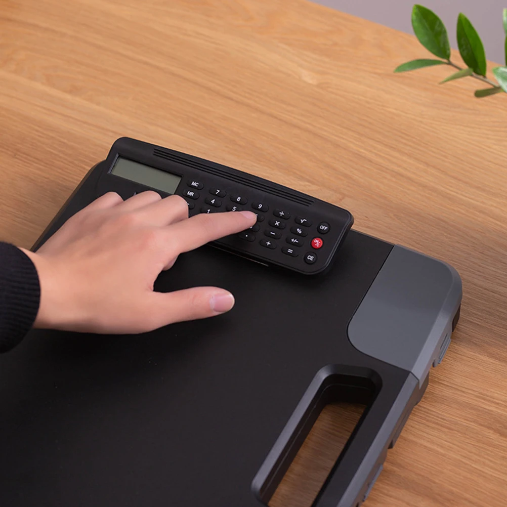 

A4 Document Folder File Storage Holder Multi Pocket Organizer With Calculator For Office Business Trip Black