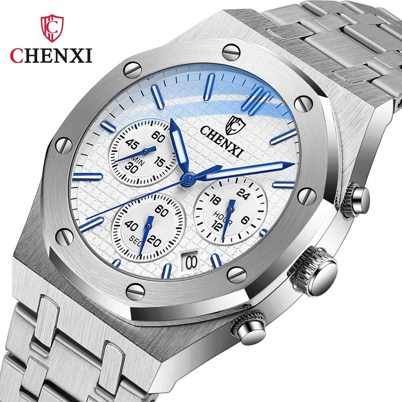 CHENXI 948 Chronograph Date Business Top Luxury Brand Quartz Watch Men Stainless Steel Waterproof Wristwatch Gift