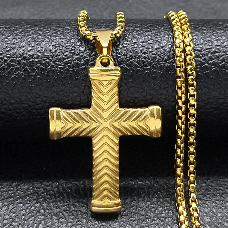 Fashion Cross Chain Necklace for Women Men Stainless Steel Gold Color Christian Necklace Wedding Gift Jewelry collar NS01