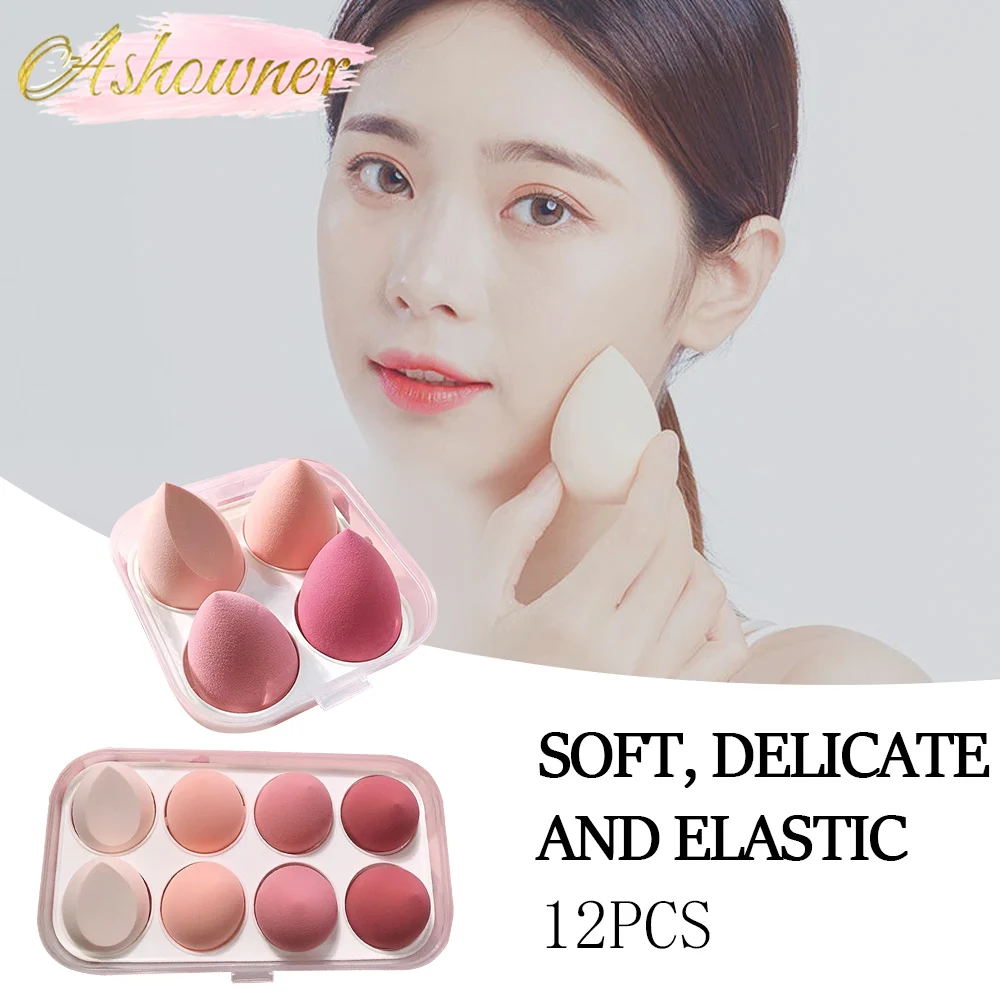 

12pcs Makeup Sponge Powder Puff Dry and Wet Combined Beauty Cosmetic Ball Foundation Powder Puff Bevel Cut Make Up Sponge Tools