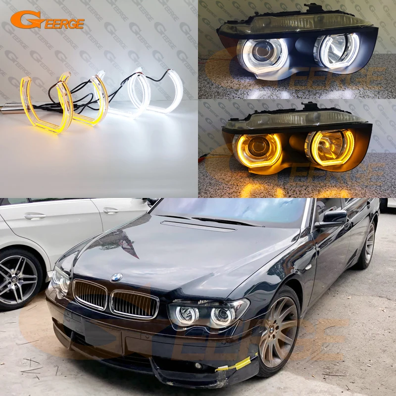 

For BMW 7 Series E65 E66 Pre Facelift 2002 2003 2004 2005 Ultra Bright DRL Turn Signal DTM Style LED Angel Eyes Kit Halo Rings