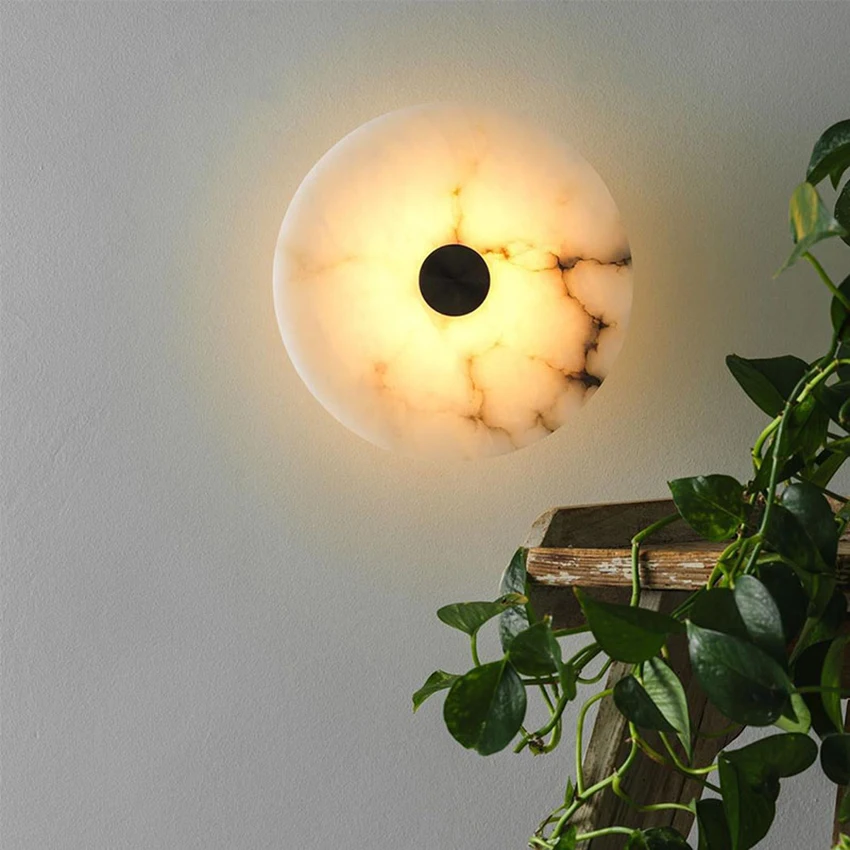 

Spanish Marble LED Wall Lamp Luxury Gold Black Natrual vines Stone wall Light Sconces For Living room Staircase bedside Lighting