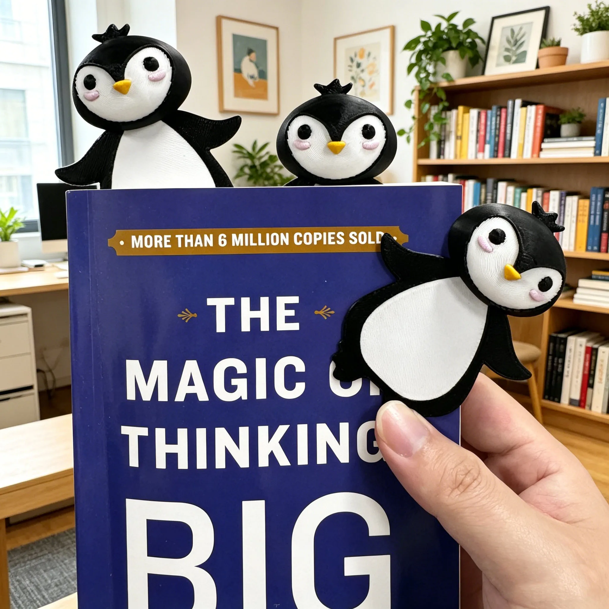 Lindo Marcador de Libros Tridimensional con Diseño de Pingüino Impreso en 3D, Papelería de Alta Calidad, Separador de Páginas Creativo, Regalo, Pieza Individual