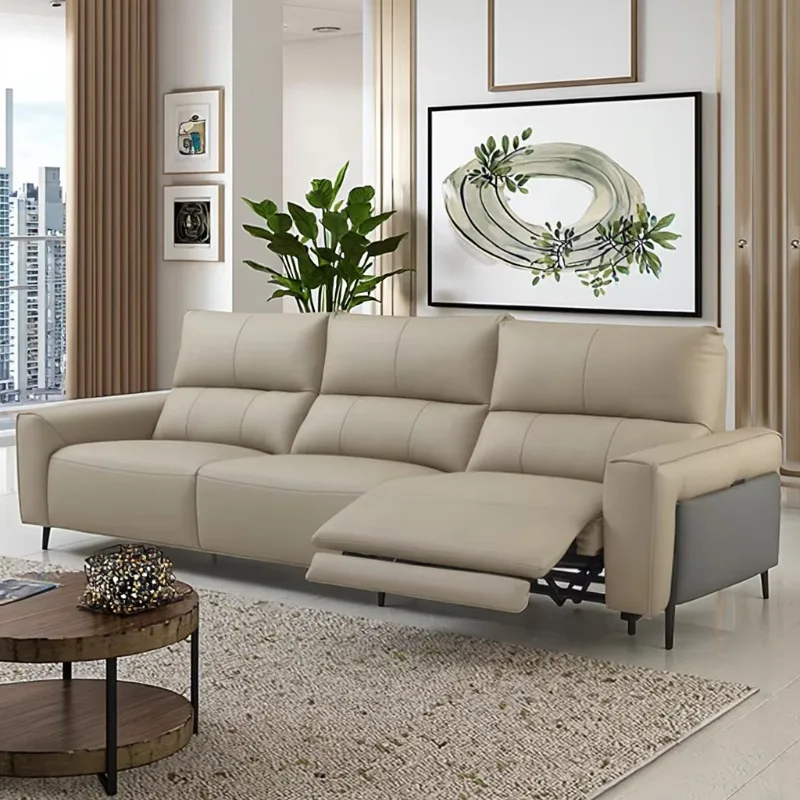

Современный классический комфортабельный комплект диванов 3+2+1 мест для гостиной, с электроприводом, из натуральной кожи, роскошный диван-реклайнер.