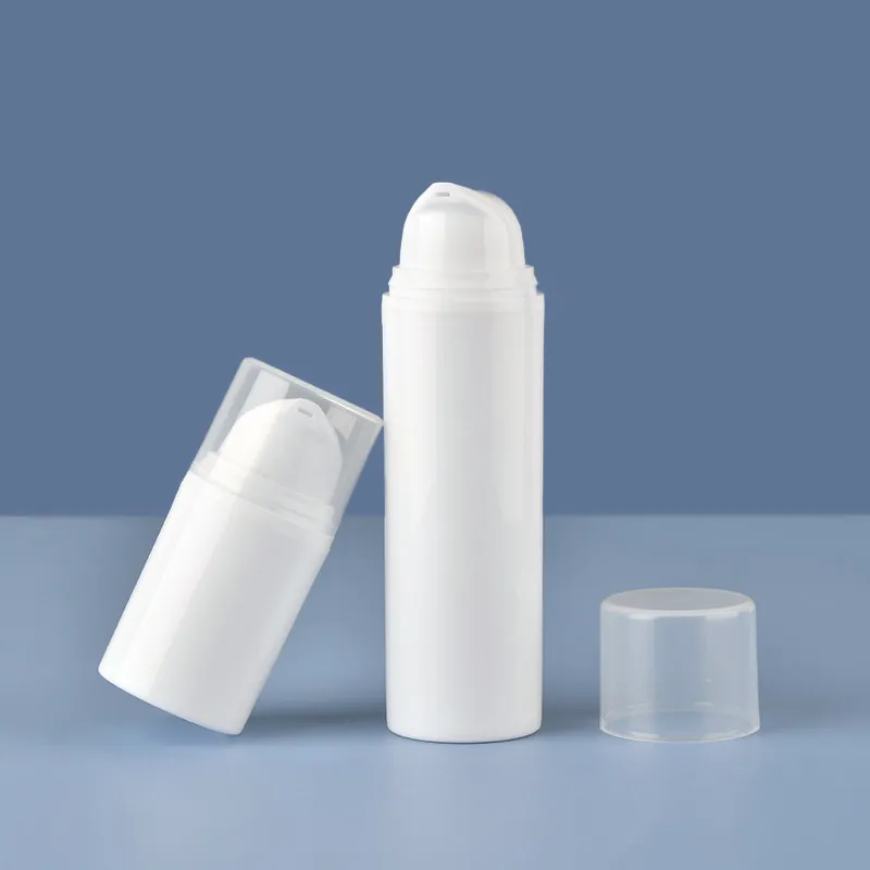 Wholesale 15ml 30ml 50ml Plastic Travel Bottles Cream Refillable Bottle White Airless Pump Emulsion Vacuum Lotion Bottle