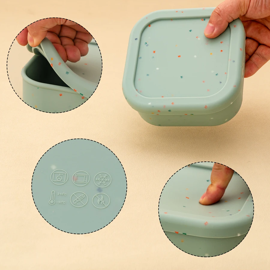 1 Stuks Siliconen Baby Servies Effen Kleur Lunchbox Enkele Compartiment Dinerplaat Kleurrijke Plekken Babyvoeding Opslag