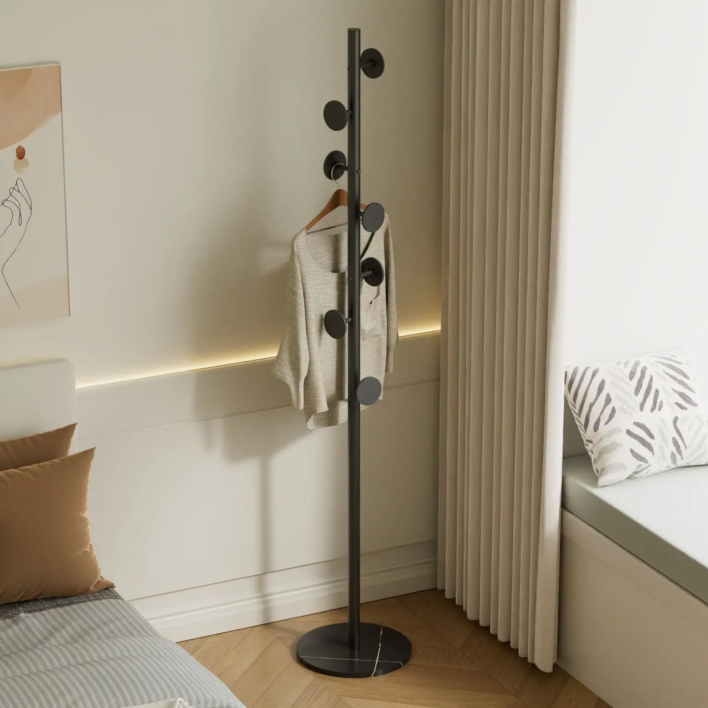 Coat Rack Bedroom Household Metal Clothes Rack Floor-standing Vertical Living Room Simple Hanging Clothes Bag Single Pole