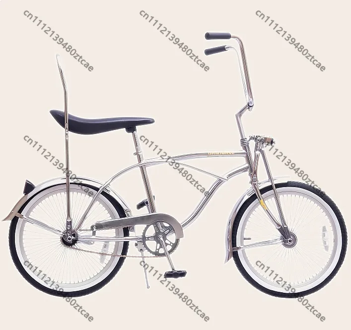 20 Inch Retro Lowrider Cruiser Bike, Classic Chopper Bicycle with Banana Seat & Stretched Fork for Men Women