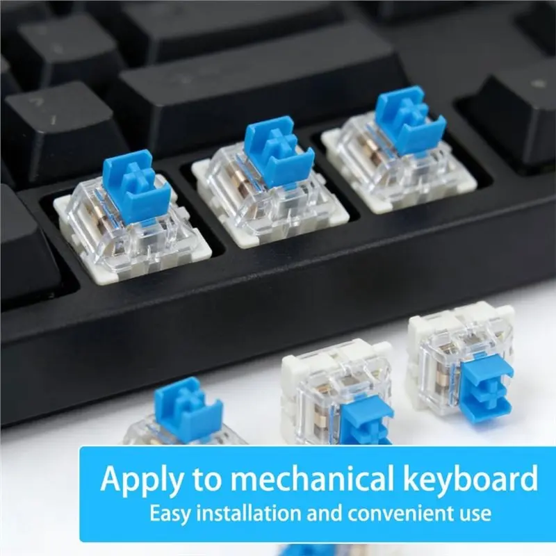 100 Pcs Blue Keyboard Switches With Switch Puller,3-PIN Blue Keyboard Clicker Replacement Dustproof Mechanical