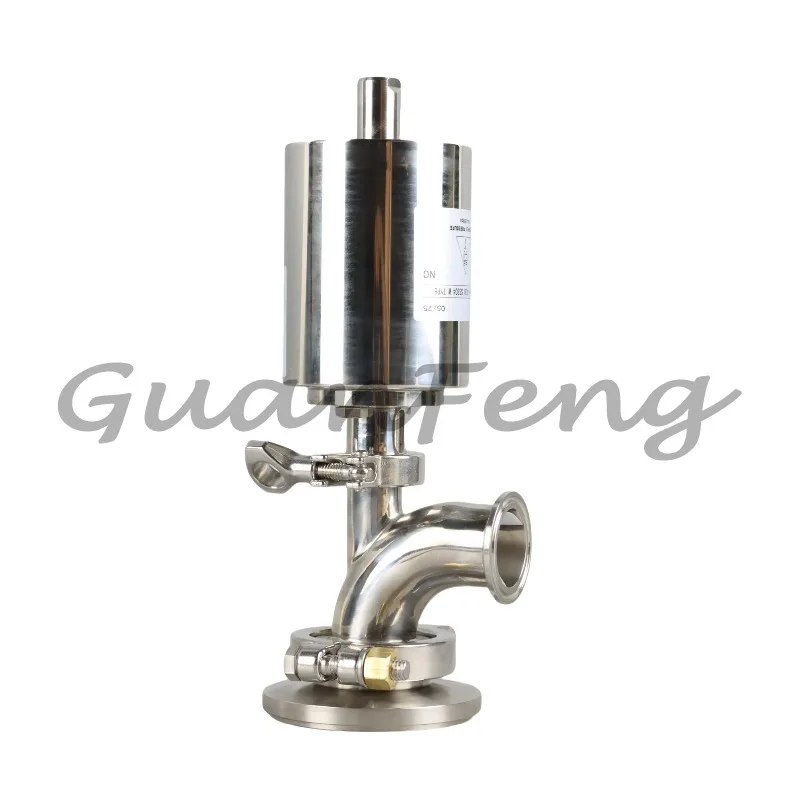 Sanitary Stainless Steel 304 316L Elbow Type Tri-clamp Pneumatic Tank Bottom Valve