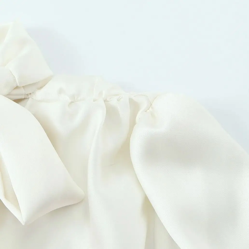 Blus Wanita DiYiG 2025 Musim Dingin, Model Baru, Tekstur Sutra Satin, Desain Draped, Retro, Lengan Panjang, Chic, Hiasan Pita di Belakang, Atasan Wanita