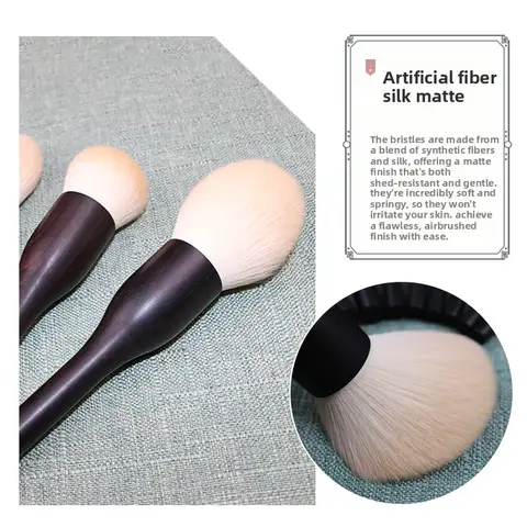 9Pcs Ebony Wood Makeup Brush Set Foundation Powder Blush Eyeshadow Contour Highlighter Blending Brushes Cosmetic Tools