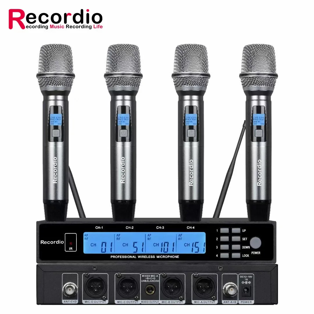 GAW-MA700 Stage Show Karaoke Four Wireless Microphone Anti-Whistling Professional Grade IR System Interview Microphone