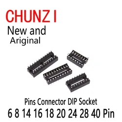 10 stuks IC-sokkels DIP6 DIP8 DIP14 DIP16 DIP18 DIP20 DIP28 DIP40 Nieuwe pinnen connector DIP-sokkel 6 8 14 16 18 20 24 28 40-pins
