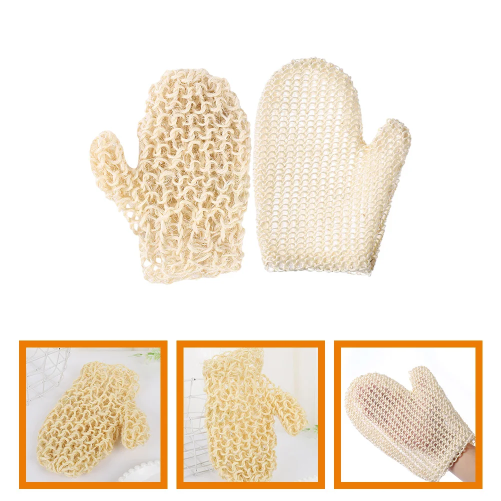 

2Pcs Sisal Hemp Exfoliating Gloves Bath Mitt Body Scrubbing Shower Gloves Skin Cleaning Bath Supplies Skin Cleaning Supplies