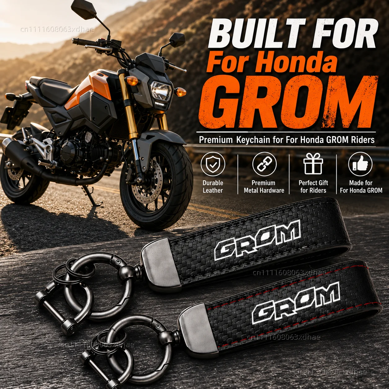 High-Grade Leather Motorcycle Keychain Holder Keyring Accessories For Honda GROM MSX125 MSX 125 GROM SP 2014-2024 2025