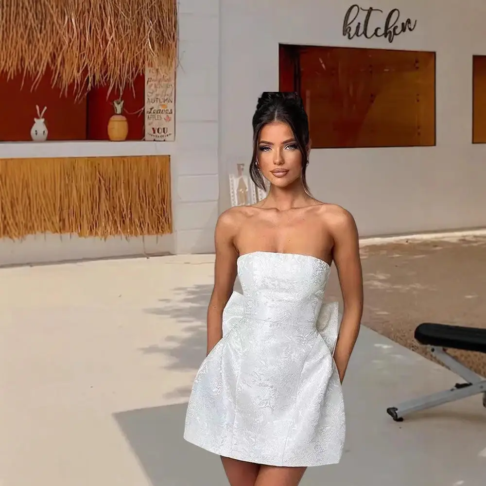 엘리 컬러 패셔너블 섹시 자수 스트랩 드레스 하이웨이스트 A라인 스커트 원숄더 여름 드레스