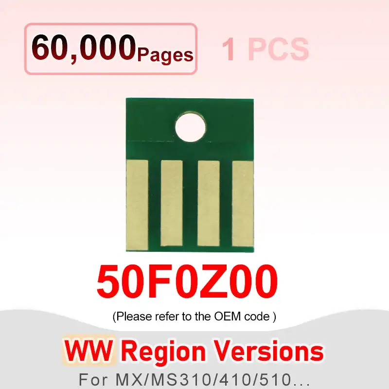 Chip de tambor Chip cartucho Chips para impressora Lexmark, Imaging Drum Unit Reset, 50f0z00, MS310, MS312, MS410, MS510, MS317, MX610, MX417, MS415