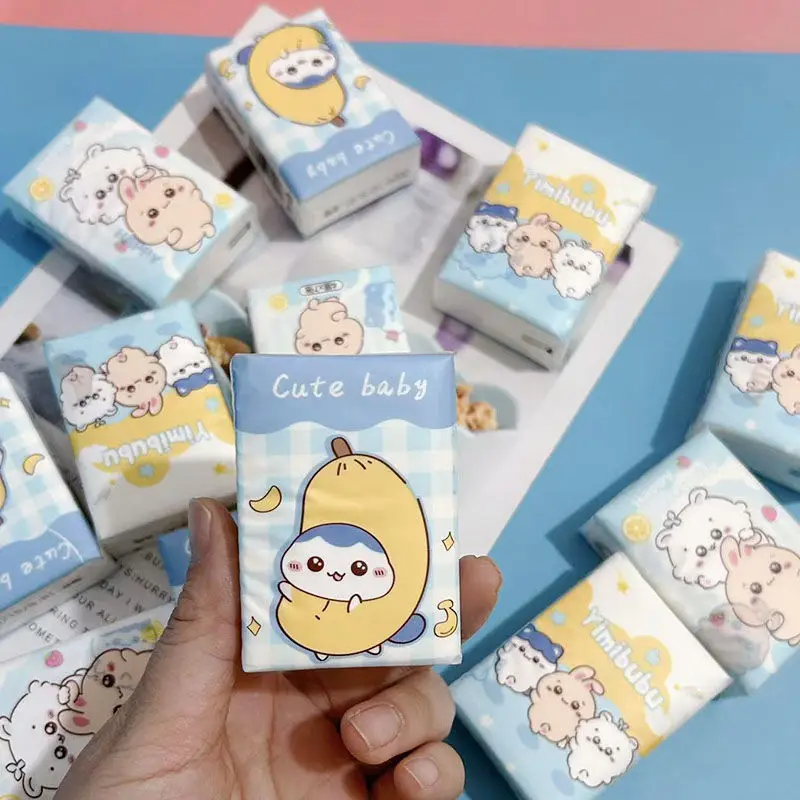 MINISO Chiikawa 12 التعبئة والتغليف لطيف Kawaii Usagi Momonga الأنسجة المطبوعة طالب المحمولة منشفة منديل هدايا أطفال المدارس #3