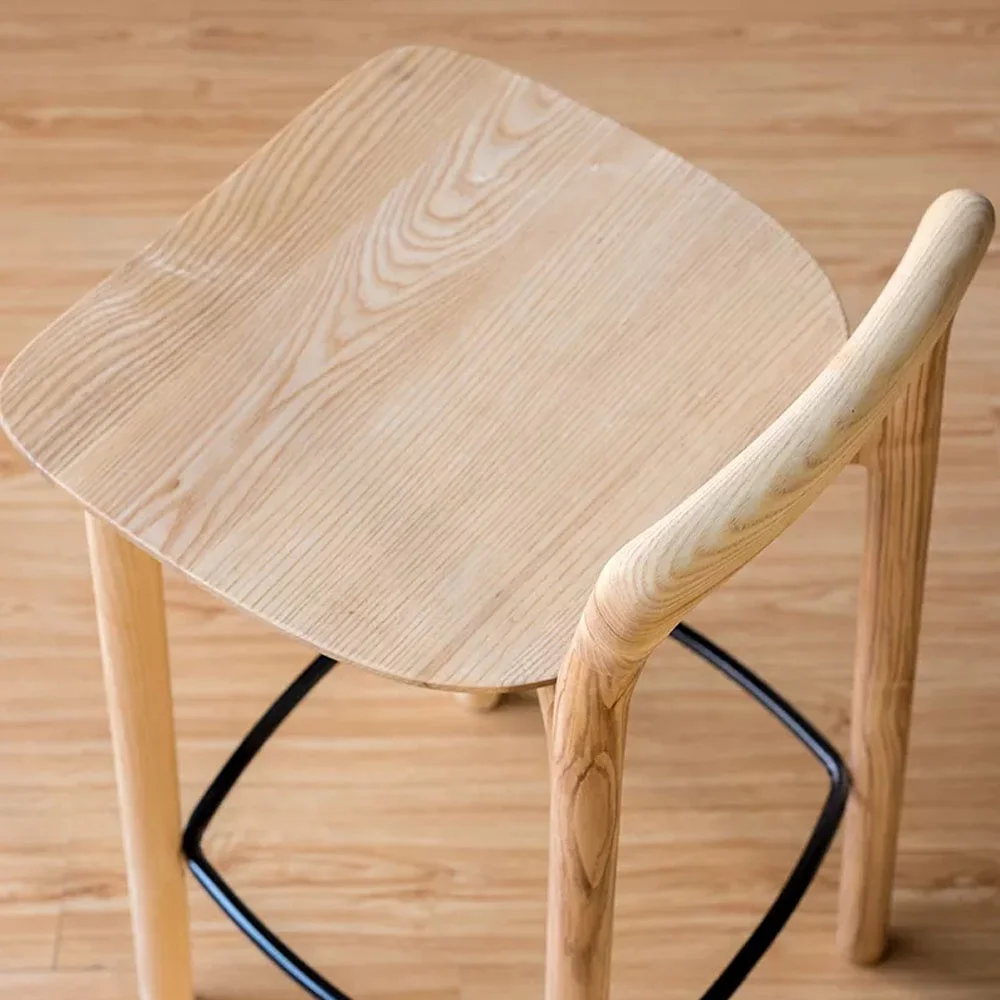 Tabouret de Bar en bois de luxe moderne, chaises de Bar en bois massif et en acier avec dossier, vente en gros